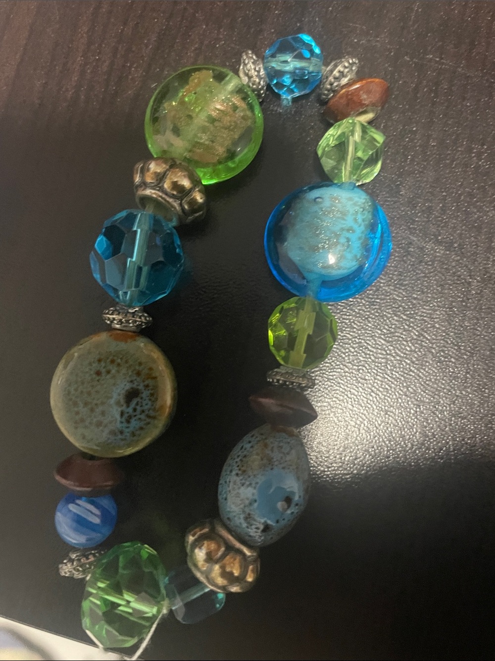 Chico’s Blue & Green Beaded Stretch Bracelet